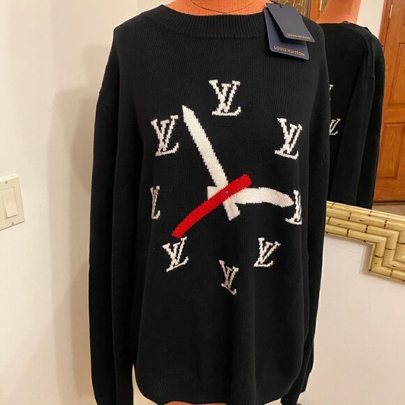 Men’s Louis Vuitton clock intarsia pullover size 4XL made in Italy - Picture 8 of 12